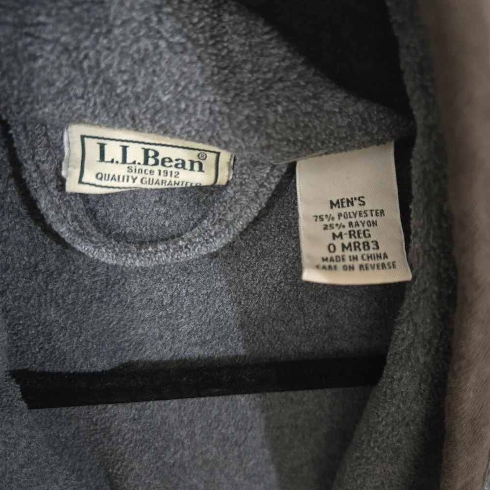 L.L. Bean Robe Mens Medium Gray Fleece Lounge‎ Pockets Old Money Heritage